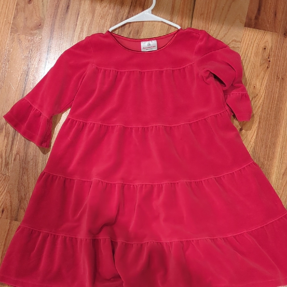 Hanna Andersson Bright Red Tiered Velvet Dress